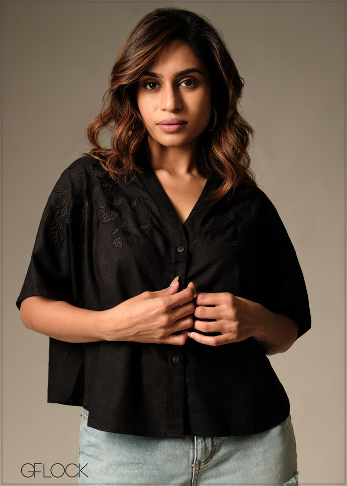 V-Neck Embroidered Top - 160126