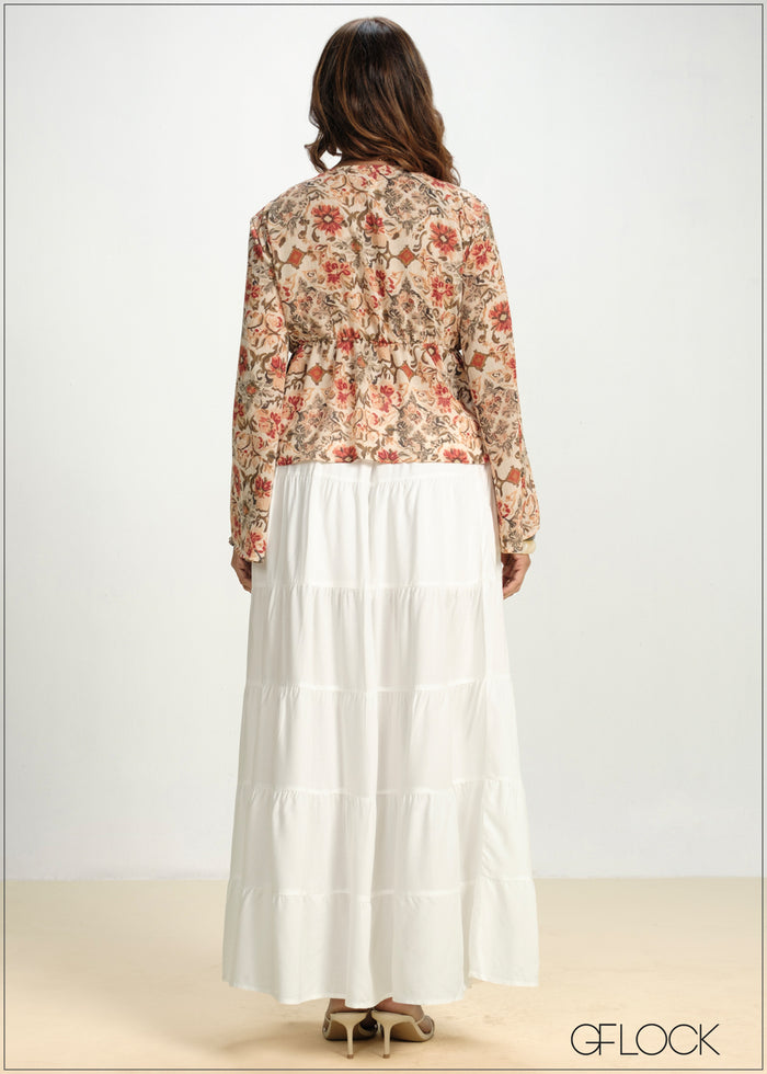 V-Neck Frill Peplum Top - 130826