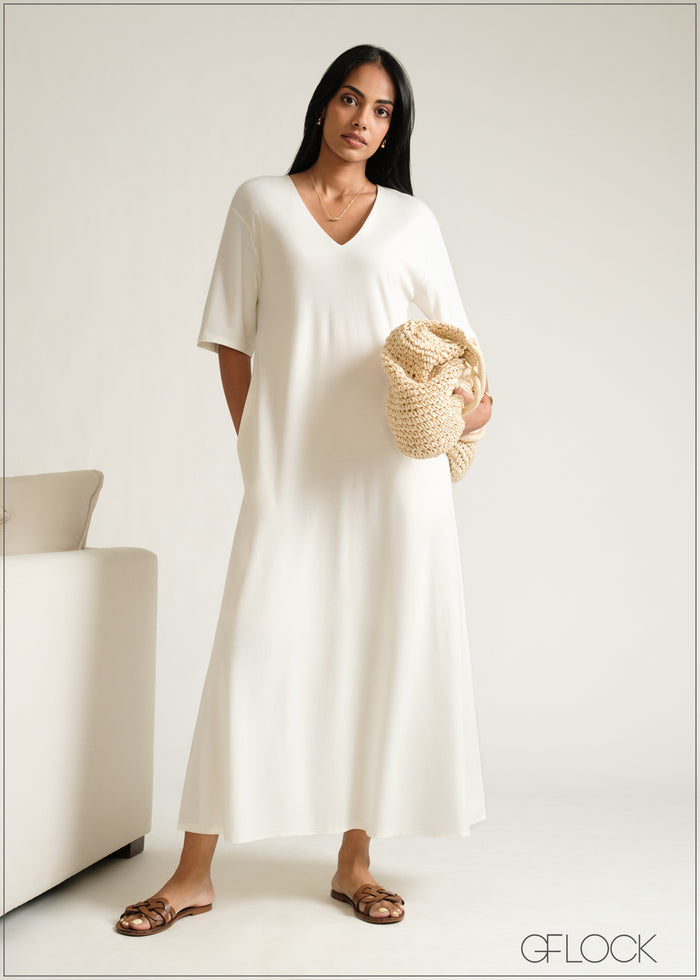 V-Neck Maxi Dress - 230526