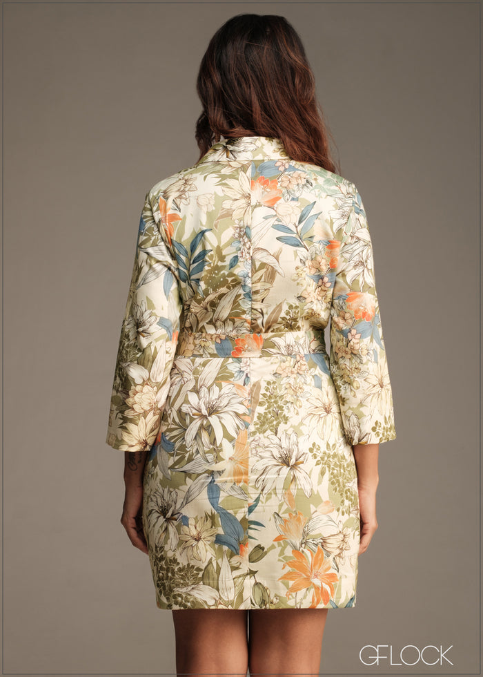V-Neck Printed Dress - 180526