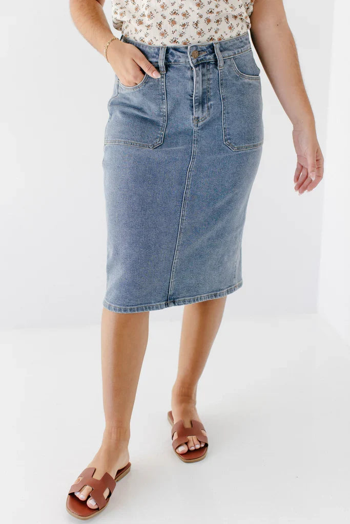 Vera Patch Pocket Denim Skirt