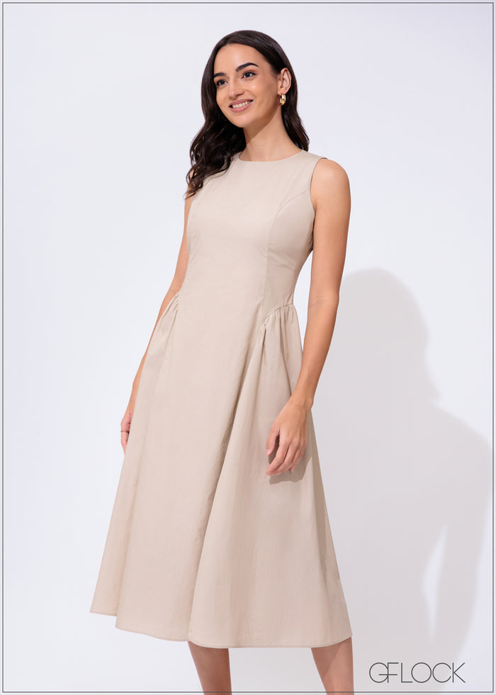 Waist Gathered Detailed Dress - 300425