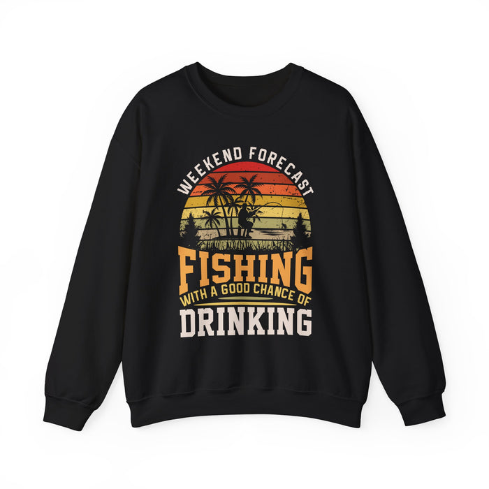 maroon sweatshirt showing fishing forecast design front print
