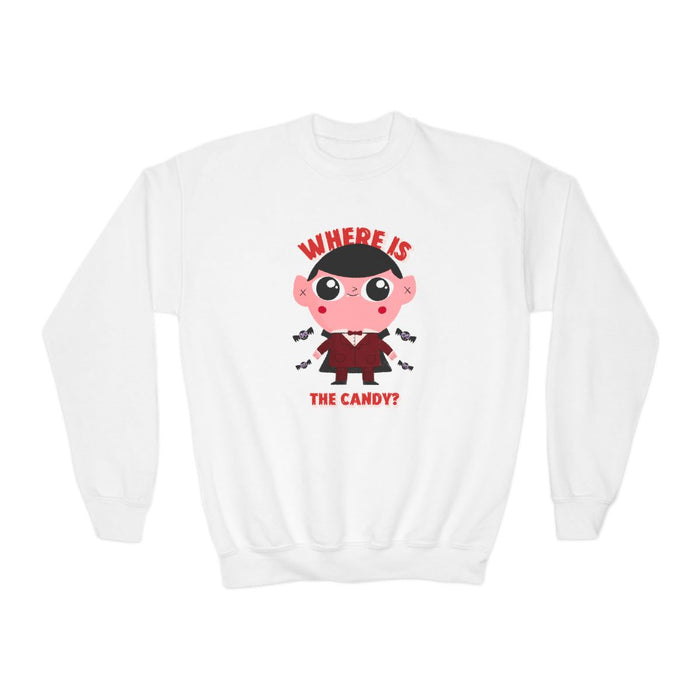 Where Is The Candy Kids Halloween Sweatshirt - funny t-shirt by Cheeky Business