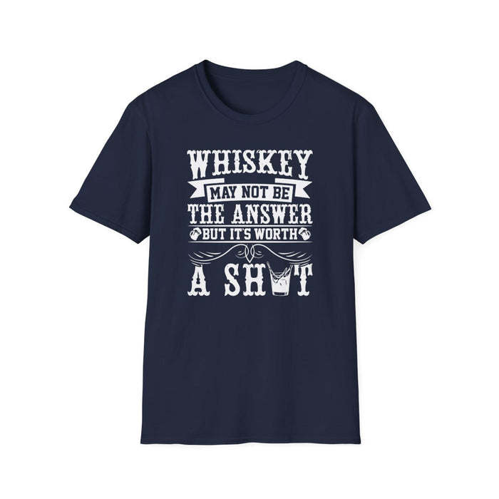 Whiskey May Not Be the Answer But It's Worth a Shot T-Shirt - funny t-shirt by Cheeky Business