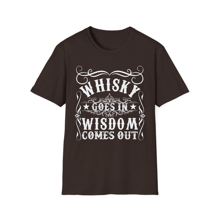 Whisky Goes In Wisdom Comes Out T-Shirt - funny t-shirt by Cheeky Business