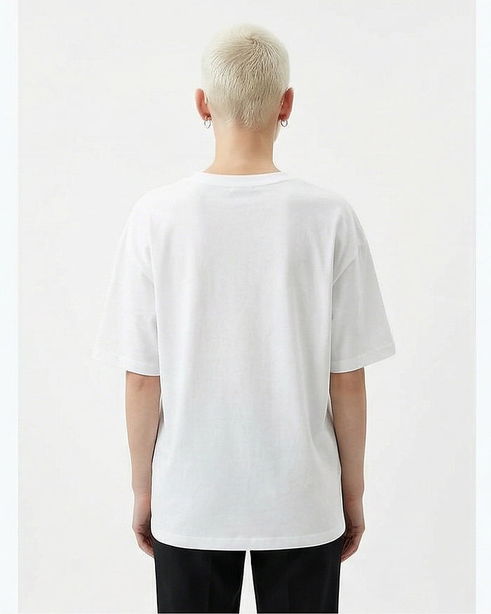 White Oversized Relaxed Fit Cotton T-Shirt - R216132