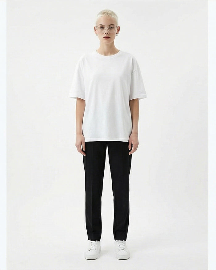White Oversized Relaxed Fit Cotton T-Shirt - R216132