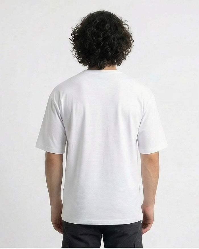 White Tonal Embossed Relaxed Fit Tee - R216291