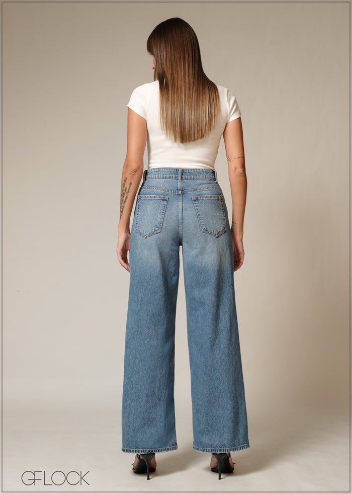 Wide Leg Ripped Jean - Long Length - 230226D