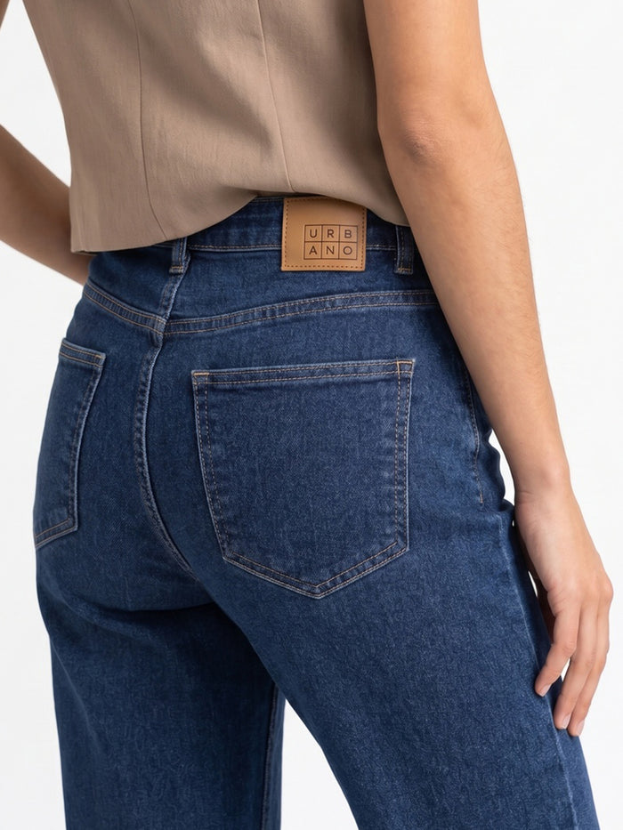 Women's Blue Mid Rise Bootcut Washed Jeans Stretchable