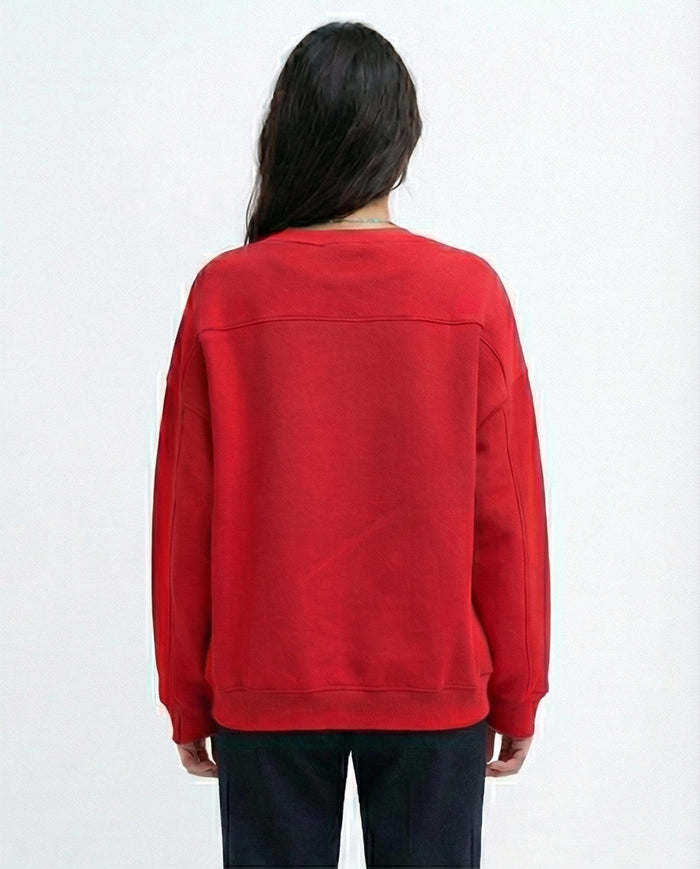 Women's Brooklyn Graphic Print Red Oversized Sweatshirt - 0199384