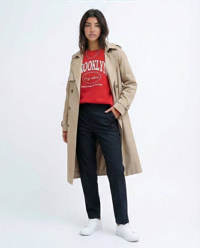 Women's Brooklyn Graphic Print Red Oversized Sweatshirt - 0199384