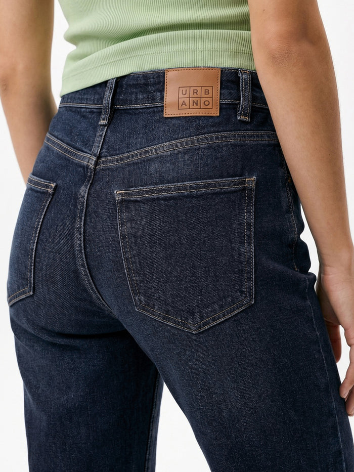 Women's Dark Blue Mid Rise Bootcut Washed Jeans Stretchable