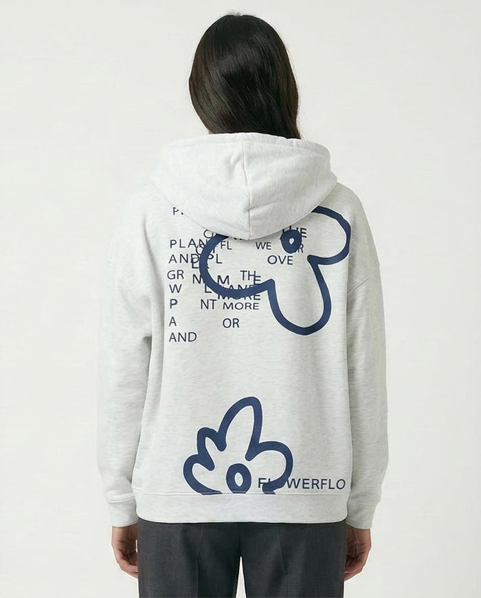 Women's Floral Graphic Zip-Up Hoodie Light Grey Heather - O200712