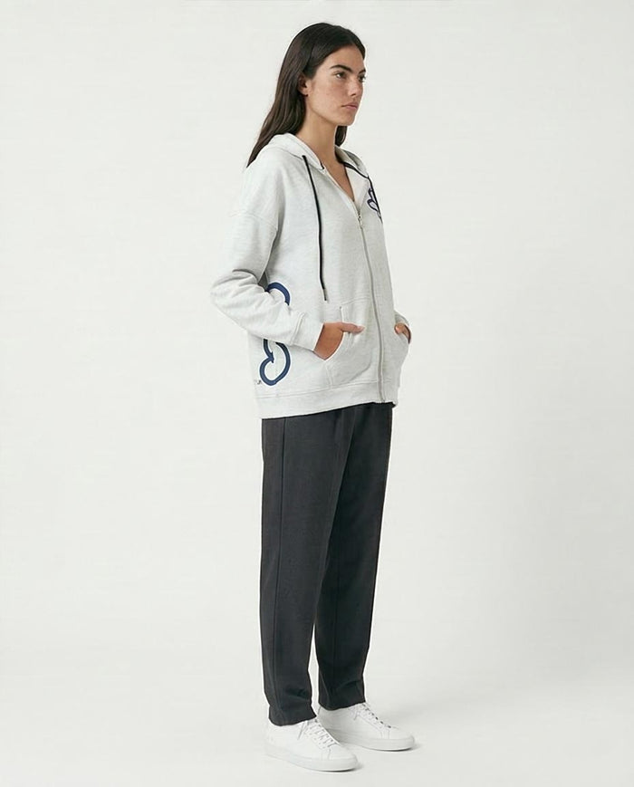 Women's Floral Graphic Zip-Up Hoodie Light Grey Heather - O200712