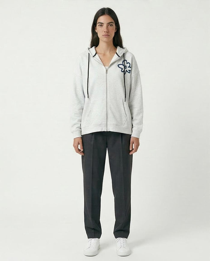 Women's Floral Graphic Zip-Up Hoodie Light Grey Heather - O200712