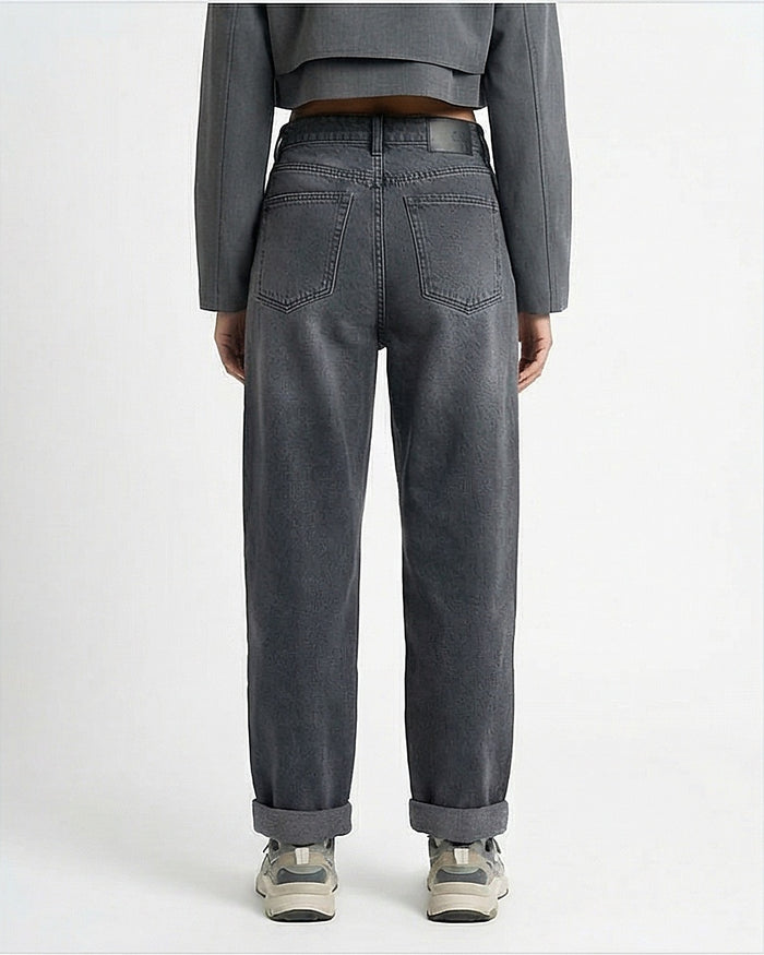 Women's High-Waisted Grey Relaxed Fit Jeans
