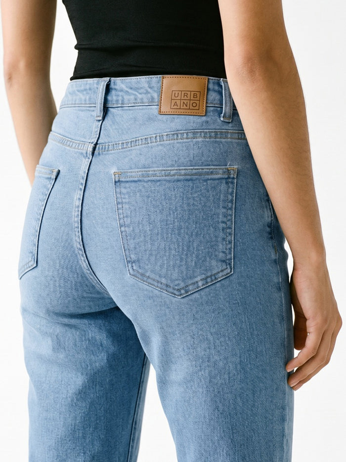 Women's Ice Blue Mid Rise Bootcut Washed Jeans Stretchable