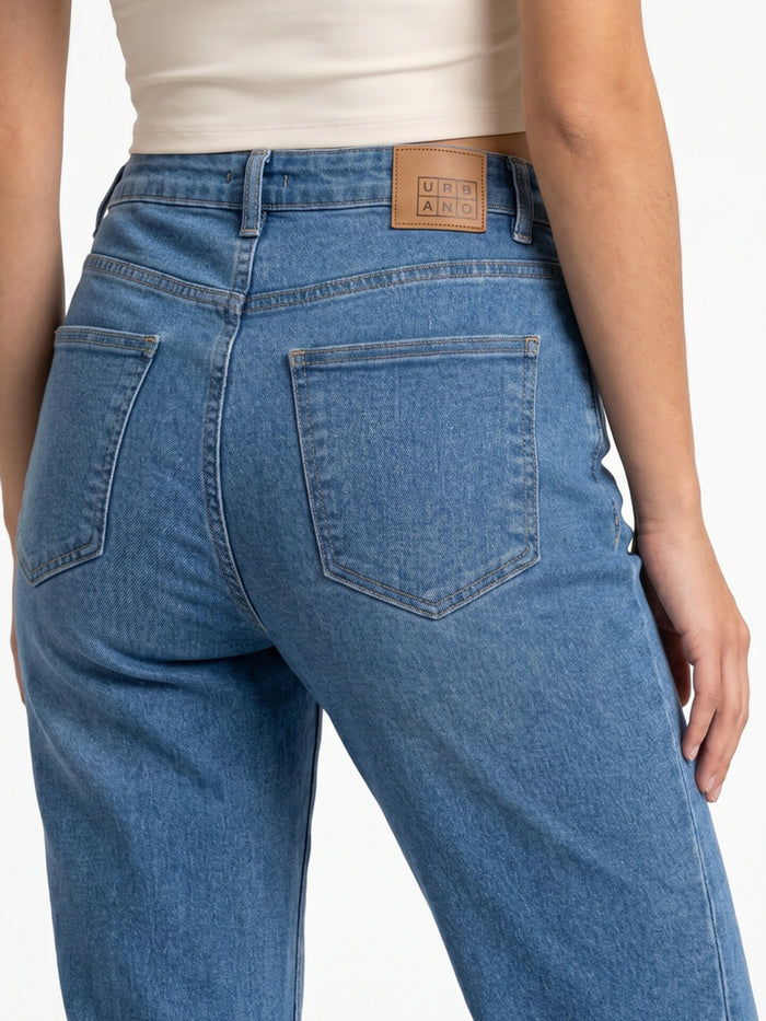 Women's Light Blue Mid Rise Bootcut Washed Jeans Stretchable