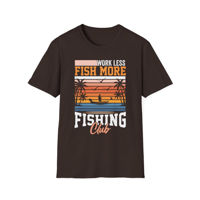 Work Less Fish More Fishing Club T-Shirt - funny t-shirt by Cheeky Business
