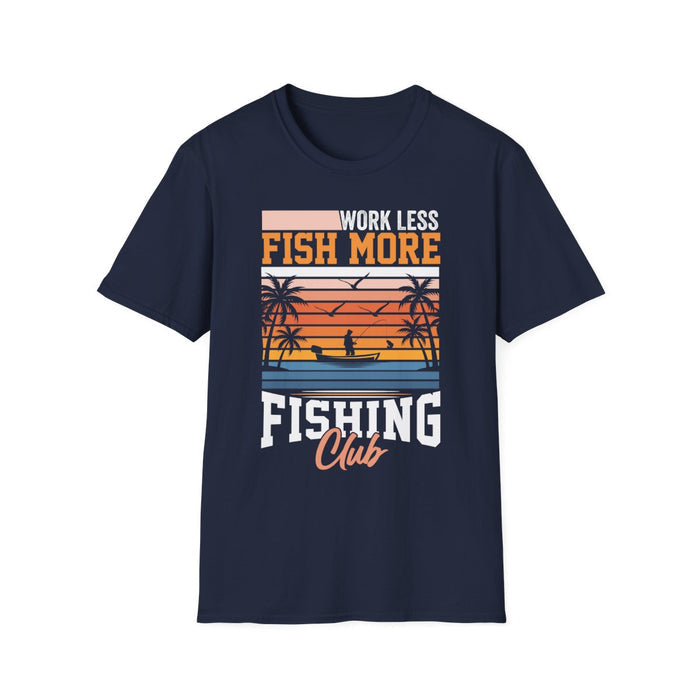 Work Less Fish More Fishing Club T-Shirt - funny t-shirt by Cheeky Business