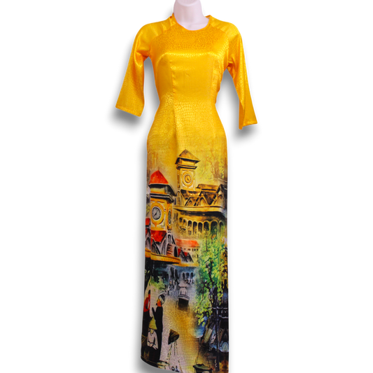 Yellow Gam Scenic Ao Dai Set