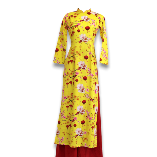 Yellow Lanterns Print Ao Dai Set